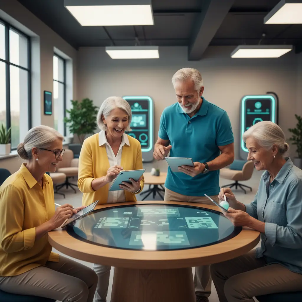 Group using digital table and tablets